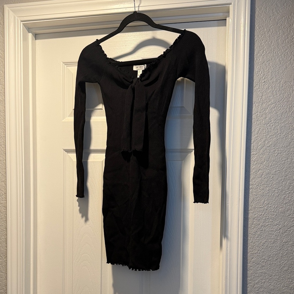 Privy Elegant Black Long Sleeve Dress